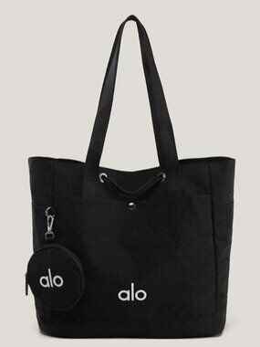 Black Drawstring Tote Bag with Detachable Pouch | NWT Athleisure Gym Ba